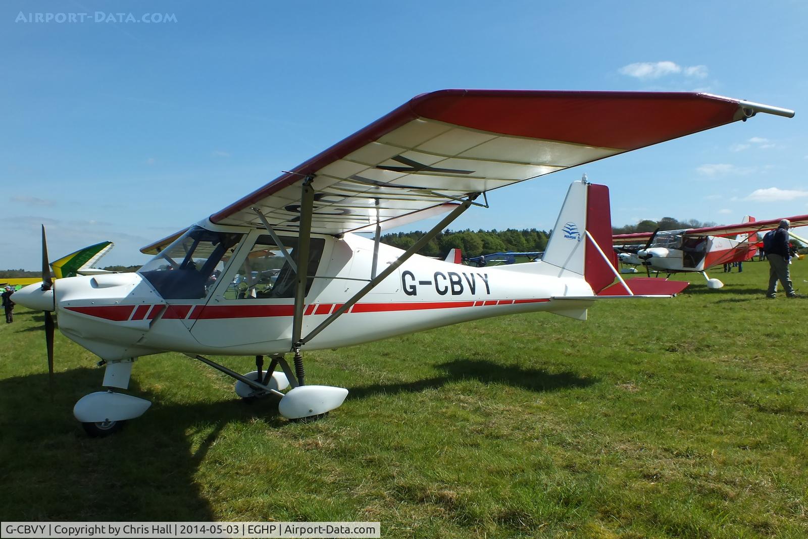G-CBVY, 2002 Comco Ikarus C42 FB UK C/N PFA 322-13835, at the 2014 Microlight Trade Fair, Popham