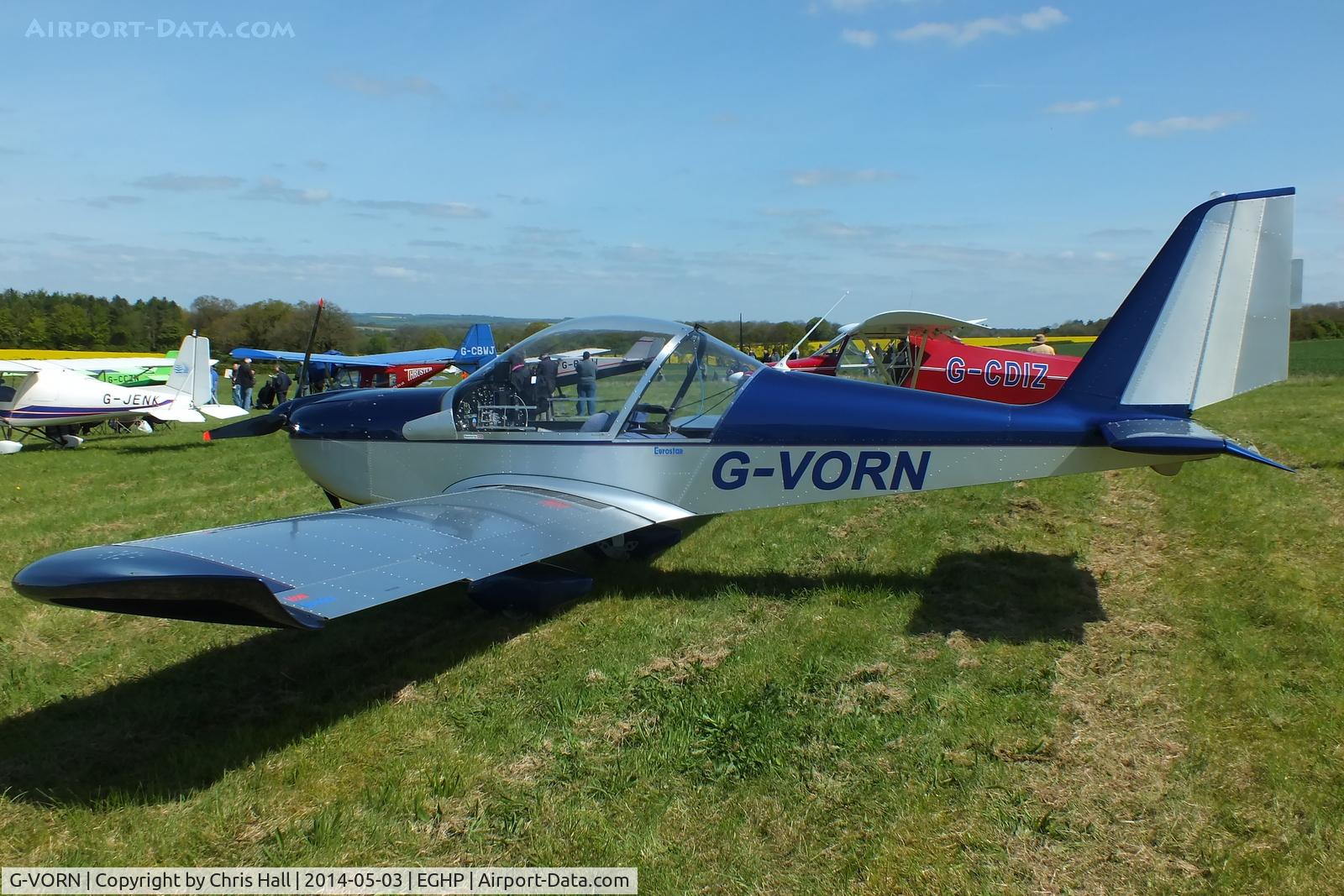 G-VORN, 2004 Aerotechnik EV-97 Eurostar C/N PFA 315-14299, at the 2014 Microlight Trade Fair, Popham