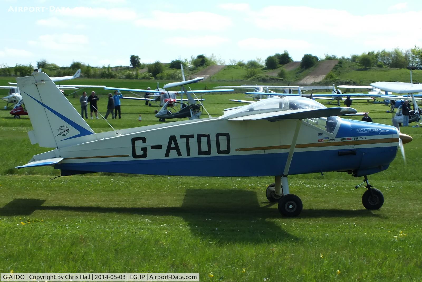 G-ATDO, 1965 Bolkow Bo-208C Junior C/N 576, at the 2014 Microlight Trade Fair, Popham