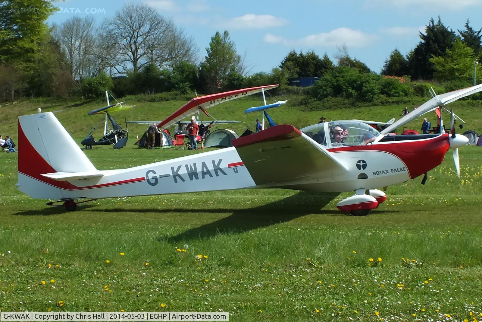 G-KWAK, 1995 Scheibe SF-25C Falke C/N 44581, at the 2014 Microlight Trade Fair, Popham