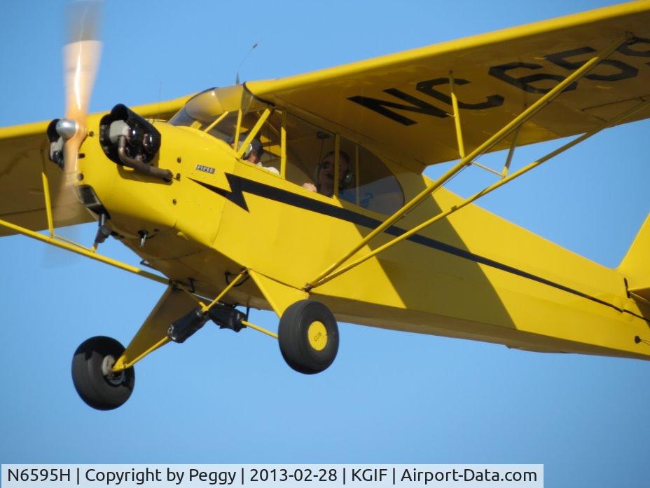 N6595H, 1946 Piper J3C-65 Cub C/N 19786, Flying a Piper Cub at Winter Haven Airport