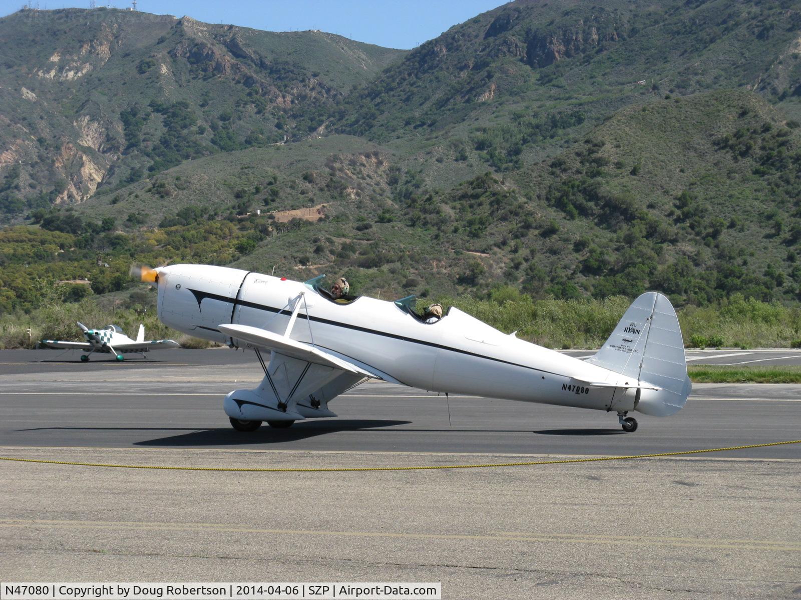 N47080, 1942 Ryan Aeronautical ST3KR C/N 1391, 1942 Ryan Aeronautical ST-3KR 'Eileen', Fairchild Ranger 6-410 inverted in-line 165 Hp conversion from original Kinner R-540-1 160 Hp 5 cylinder radial, Experimental class, taxi