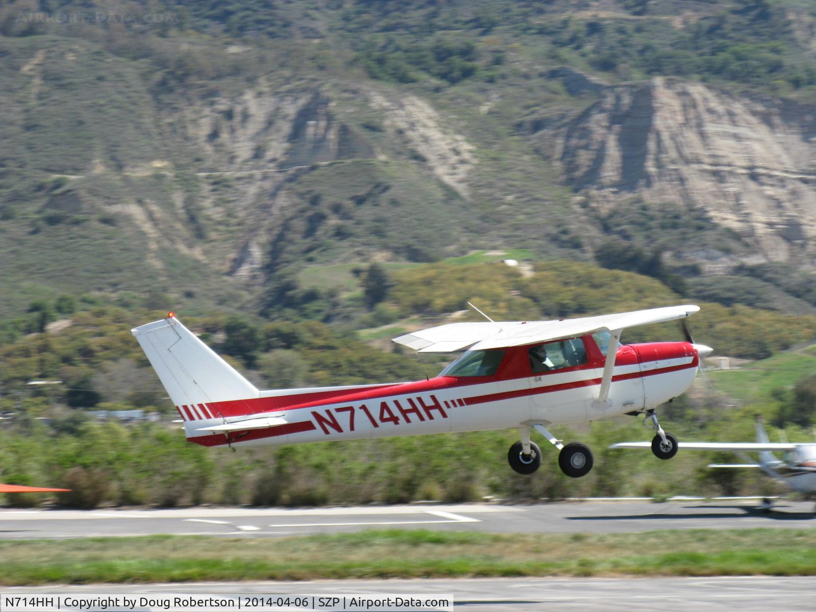 N714HH, 1977 Cessna 150M C/N 15079185, 1977 Cessna 150M, Continental O-200 100 Hp, takeoff climb Rwy 22