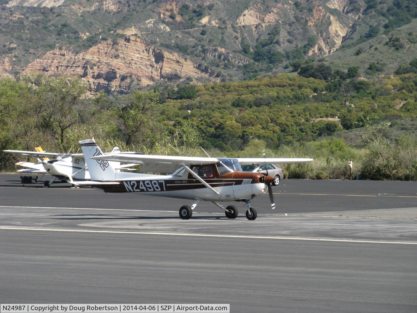 N24987, 1977 Cessna 152 C/N 15280496, 1977 Cessna 152, Lycoming O-235 108 Hp, landing roll Rwy 22