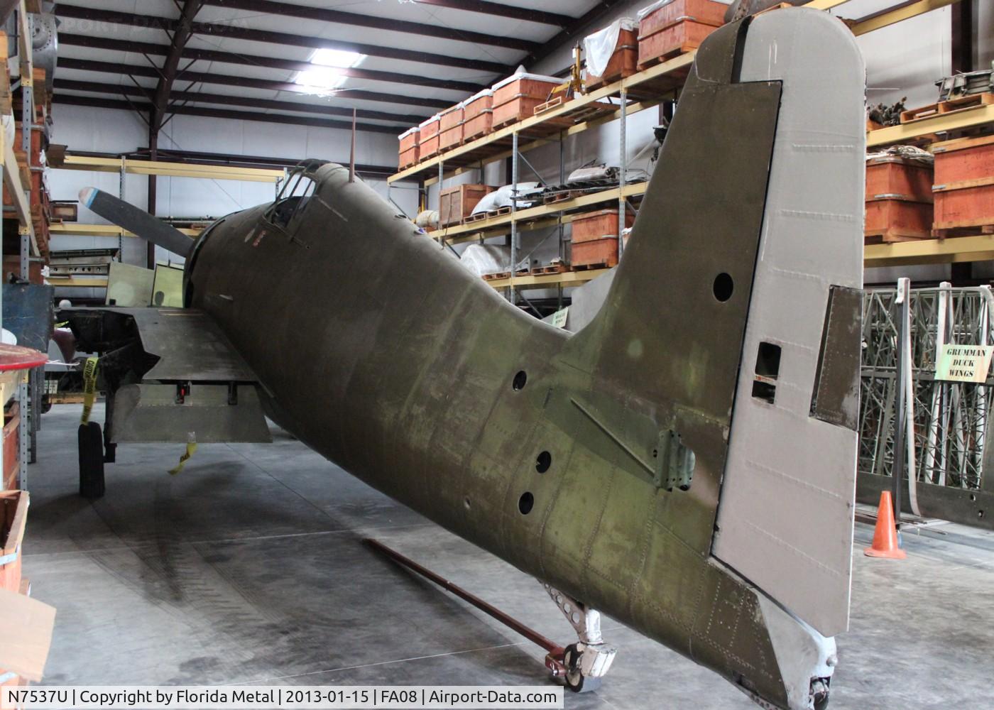 N7537U, 1966 Grumman F6F-3 Hellcat C/N 27354-801-67, Hellcat under restoration at Fantasy of Flight