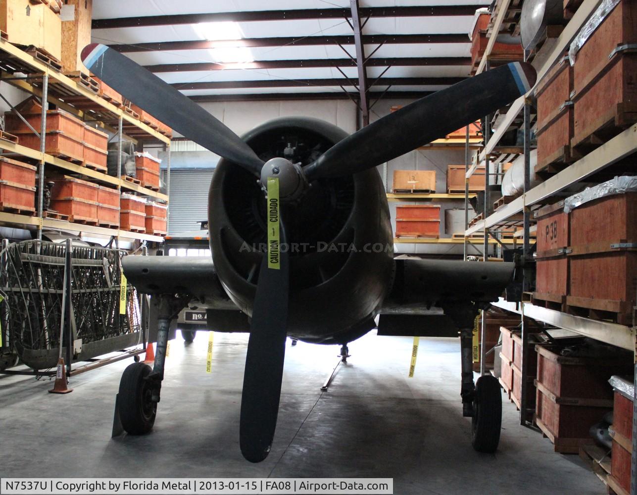 N7537U, 1966 Grumman F6F-3 Hellcat C/N 27354-801-67, Hellcat under restoration at Fantasy of Flight