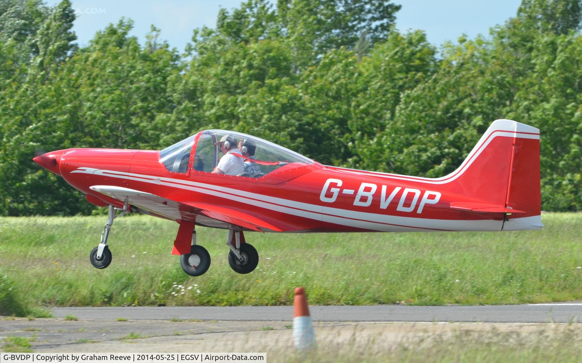 G-BVDP, 2003 Aeromere F-8L Falco III C/N PFA 100-10879, Just taking off.