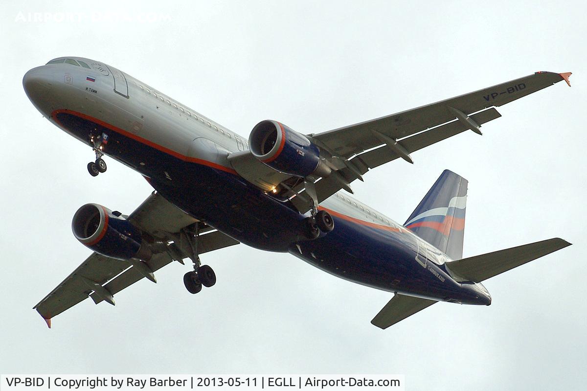 VP-BID, 2012 Airbus A320-214 C/N 5421, Airbus A320-214 [5421] (Aeroflot Russian Airlines) Home~G 11/05/2013. On approach 27R.