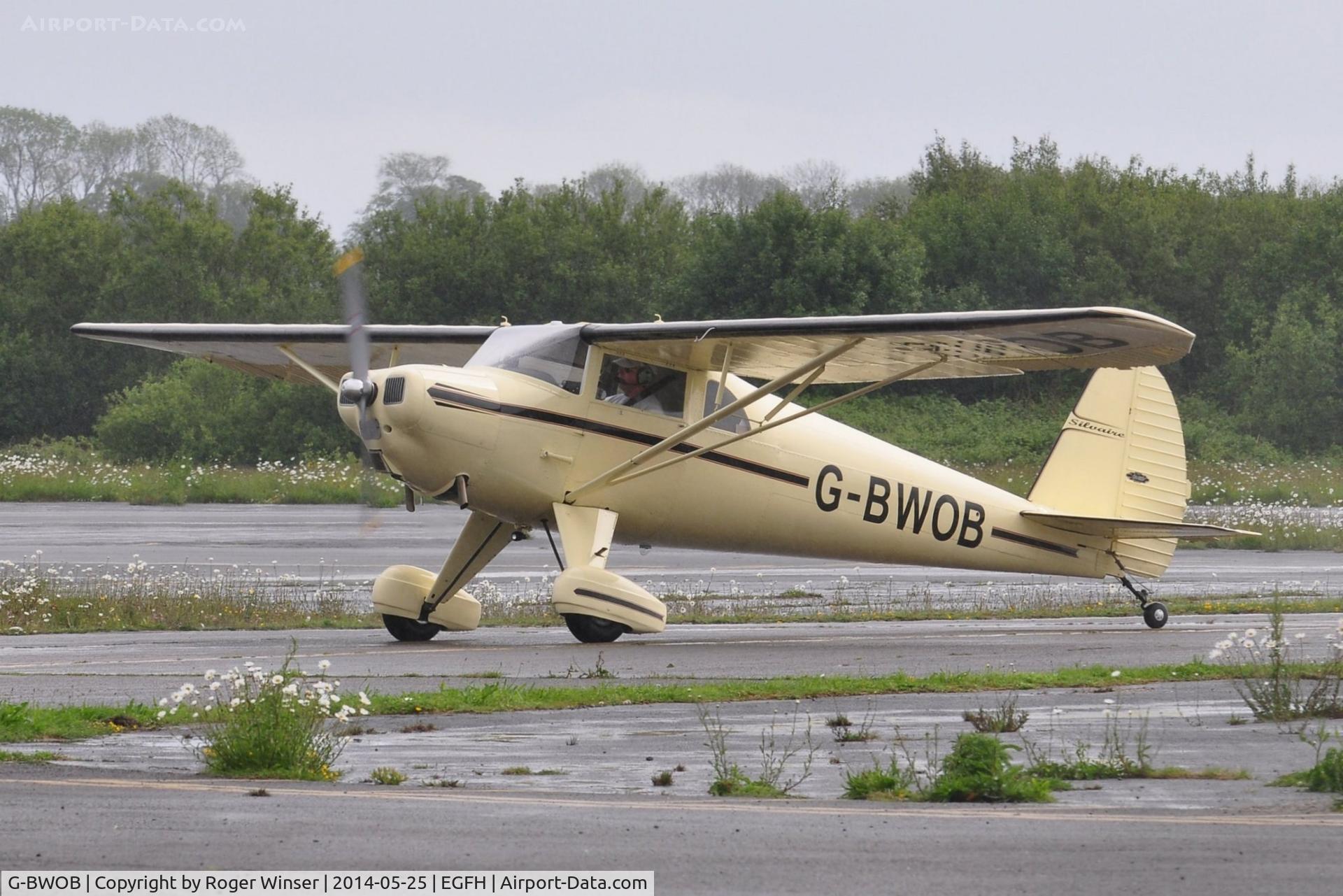 G-BWOB, 1948 Luscombe 8F Silvaire C/N 6179, Superbly restored Luscombe Sylvaire visiting Swansea Airport. Previously registered N1552B.
