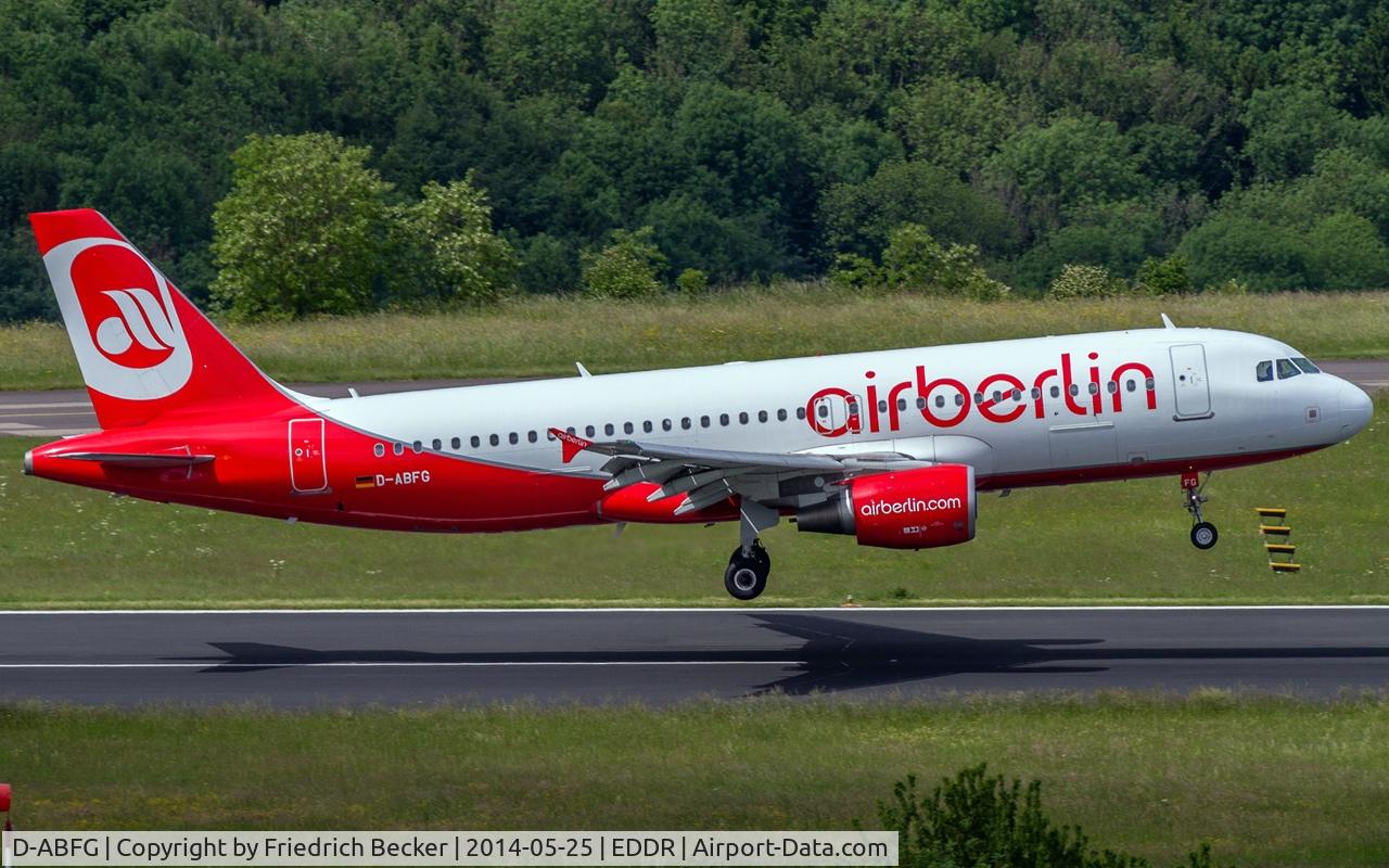 D-ABFG, 2010 Airbus A320-214 C/N 4291, moments rior touchdown after a flight from Palma