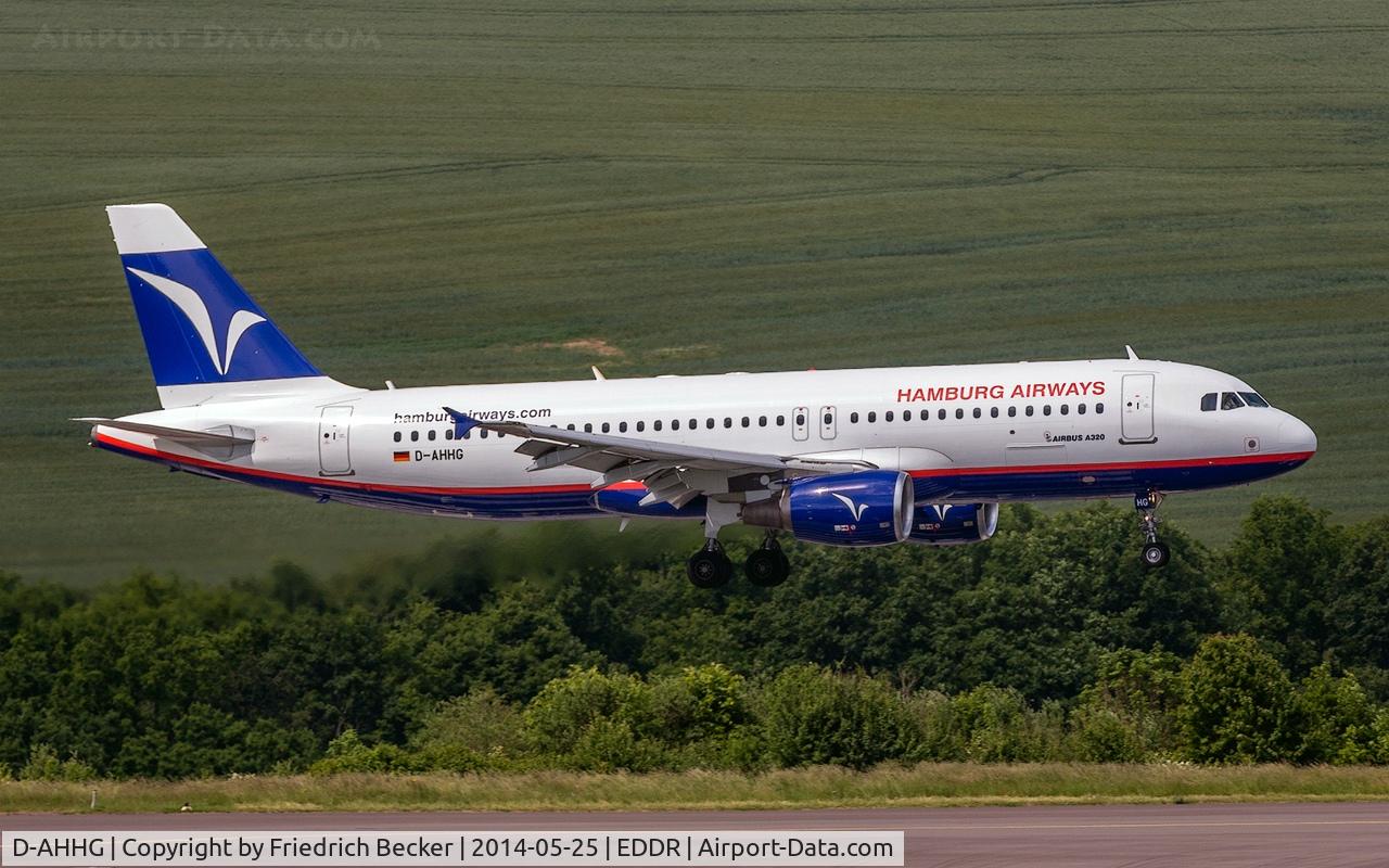D-AHHG, 1997 Airbus A320-214 C/N 730, on short final after a flight from Antalya