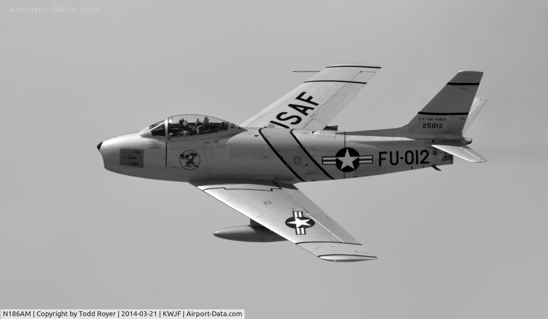 N186AM, 1952 North American F-86F Sabre C/N 191-708, Flyby at Fox Field Lancaster California