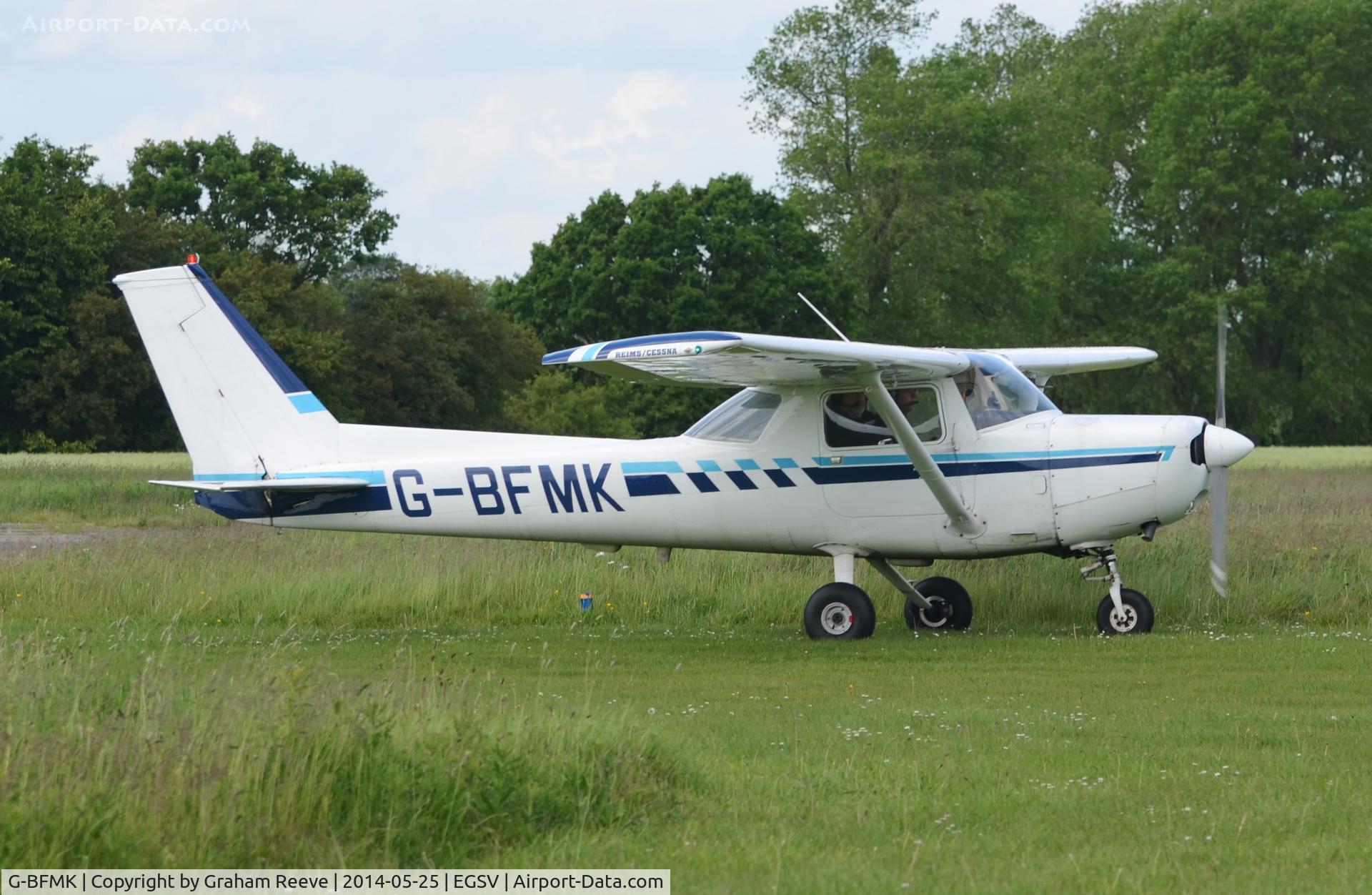 G-BFMK, 1978 Reims FA152 Aerobat C/N 0344, Just landed.