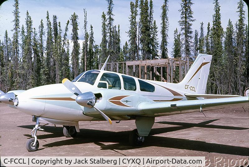 C-FCCL, 1962 Beech 95-A55 Baron C/N TC-232, CF-CCL at Beaver Creek airfield in Yukon, approx. 1969
My father, Jack Stalberg, built this airstrip for his hobby of flying and enjoyed when other aircraft landed there too.