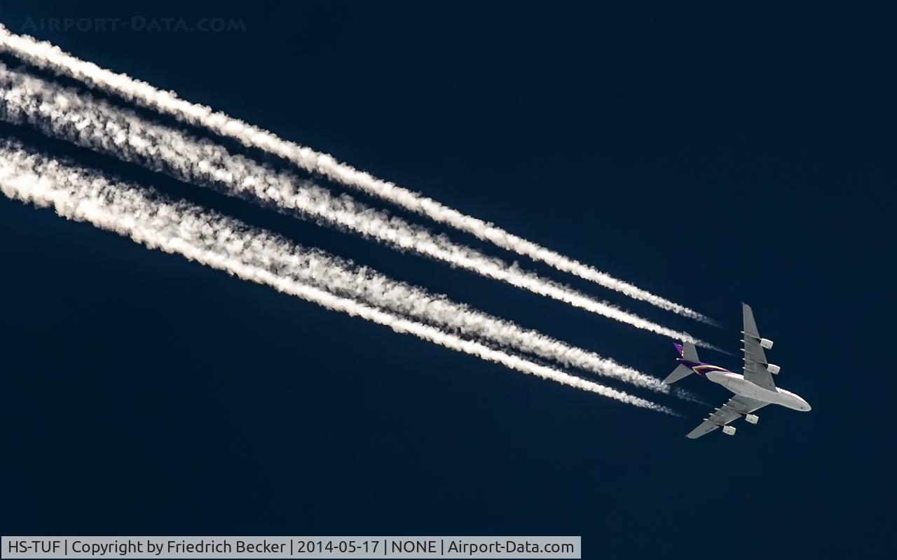 HS-TUF, 2013 Airbus A380-841 C/N 131, cruising at 33.000 ft. from CDG - BKK as THA931