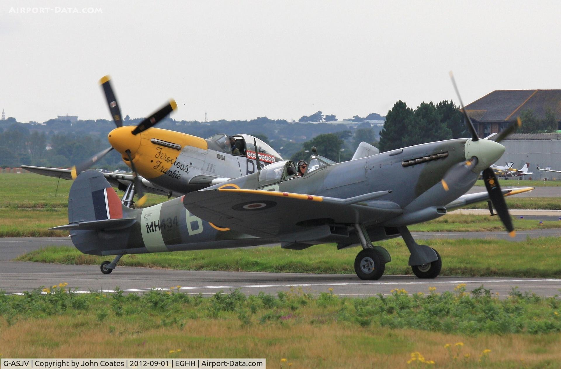 G-ASJV, 1943 Supermarine 361 Spitfire LF.IXb C/N CBAF.IX.552, Returning from seafront display with G-BTCD