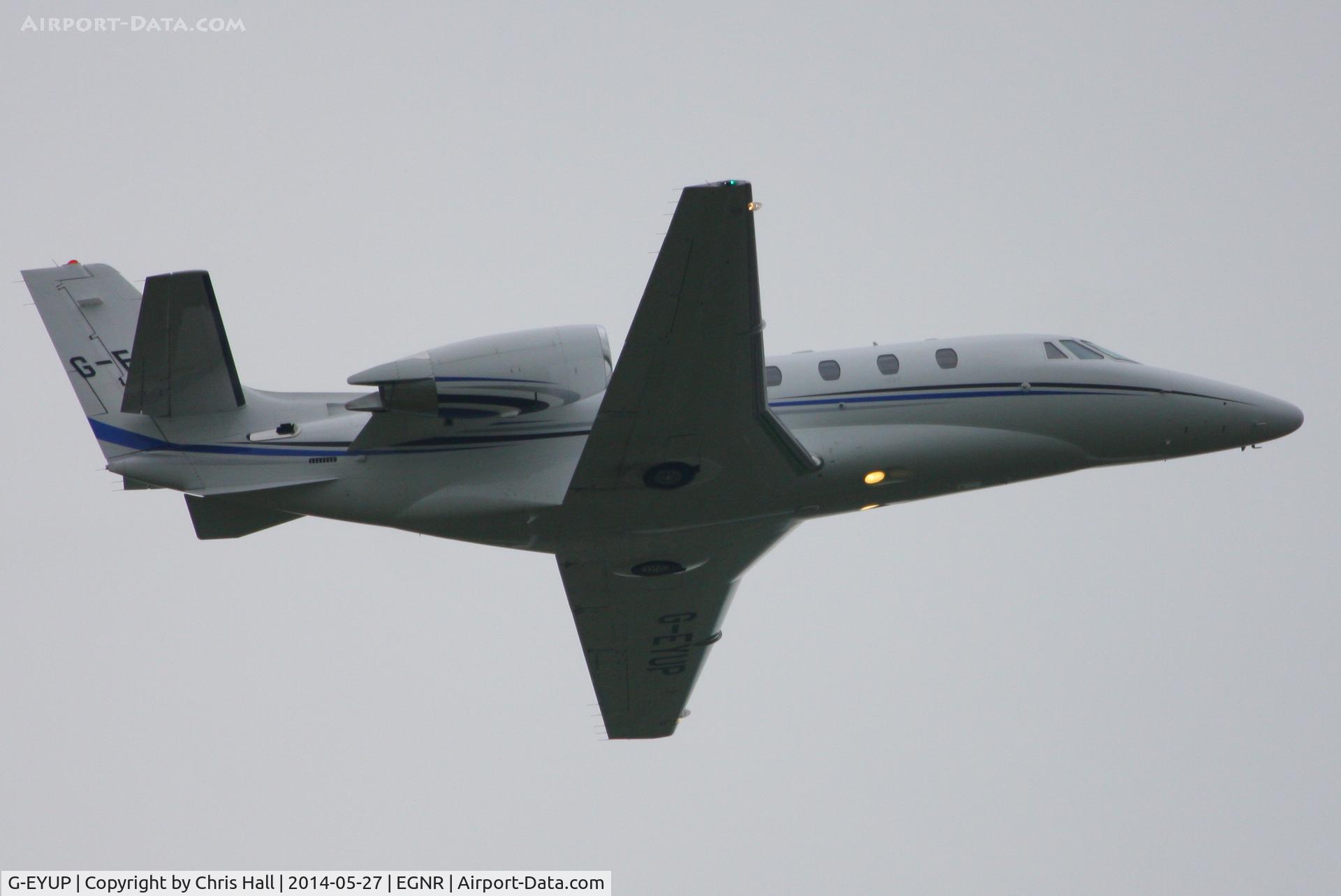 G-EYUP, 2012 Cessna 560XL Citation XLS+ C/N 560-6116, departing from Hawarden