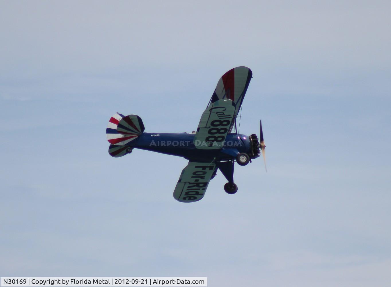 N30169, 1941 Waco UPF-7 C/N 5566, Waco over Cocoa Beach