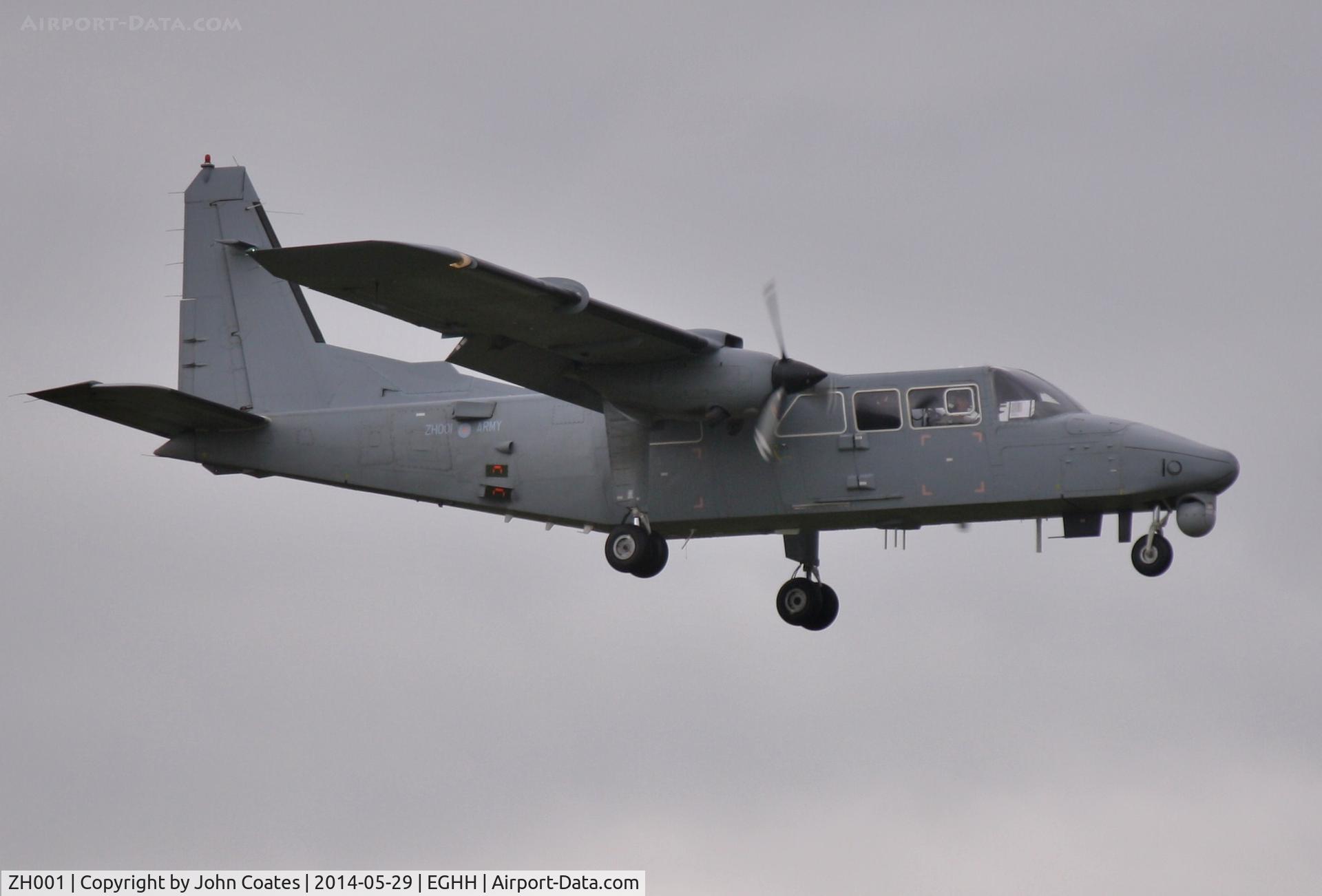 ZH001, Britten-Norman BN-2T-4S Defender AL2 C/N 4015, Approach to 08
