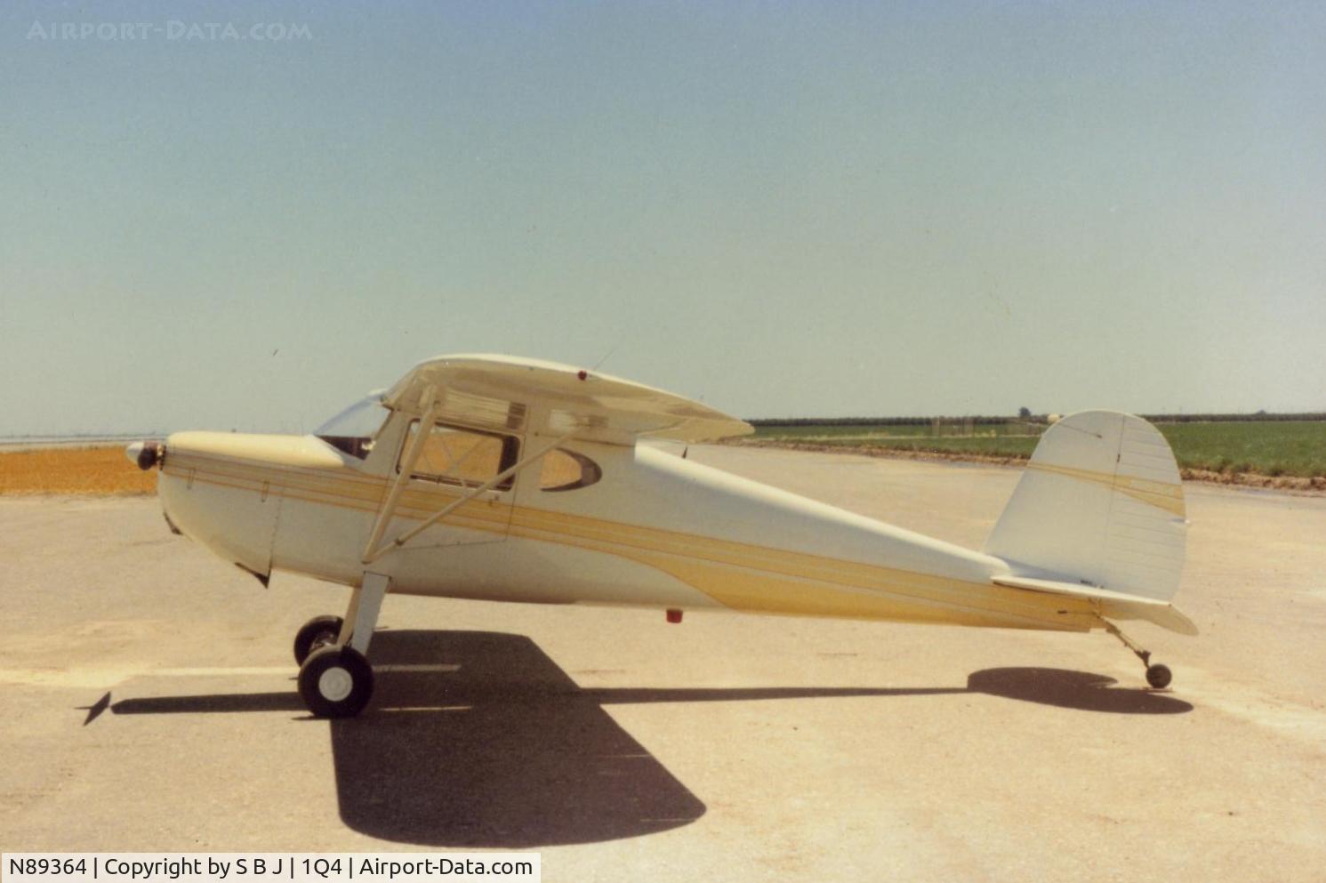N89364, 1946 Cessna 140 C/N 8396, 364 soon after it was put back in the air .It was a nice flying plane.    Around 1988.