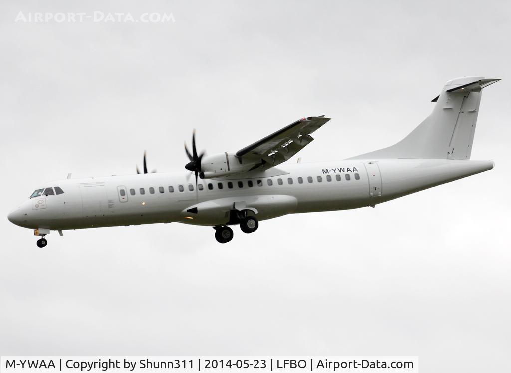 M-YWAA, 2007 ATR 72-212A C/N 743, Landing rwy 32L after major overhaul @ LFBF... Ex. Kingfisher & for Pelita Air Service