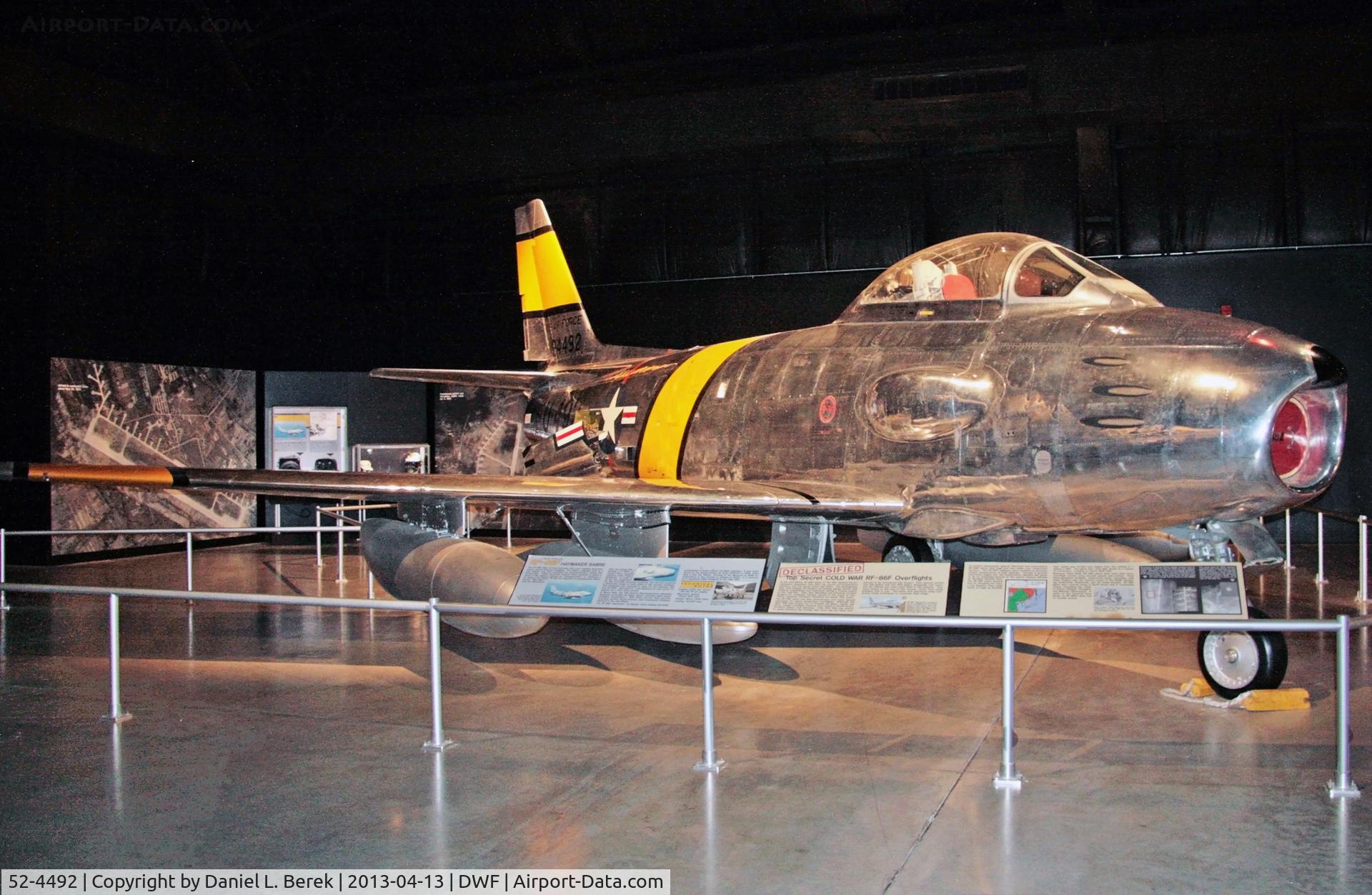 52-4492, 1952 North American RF-86F-30-NA Sabre C/N 191-88, This is a rare reconnaissance version of the venerable Sabre.