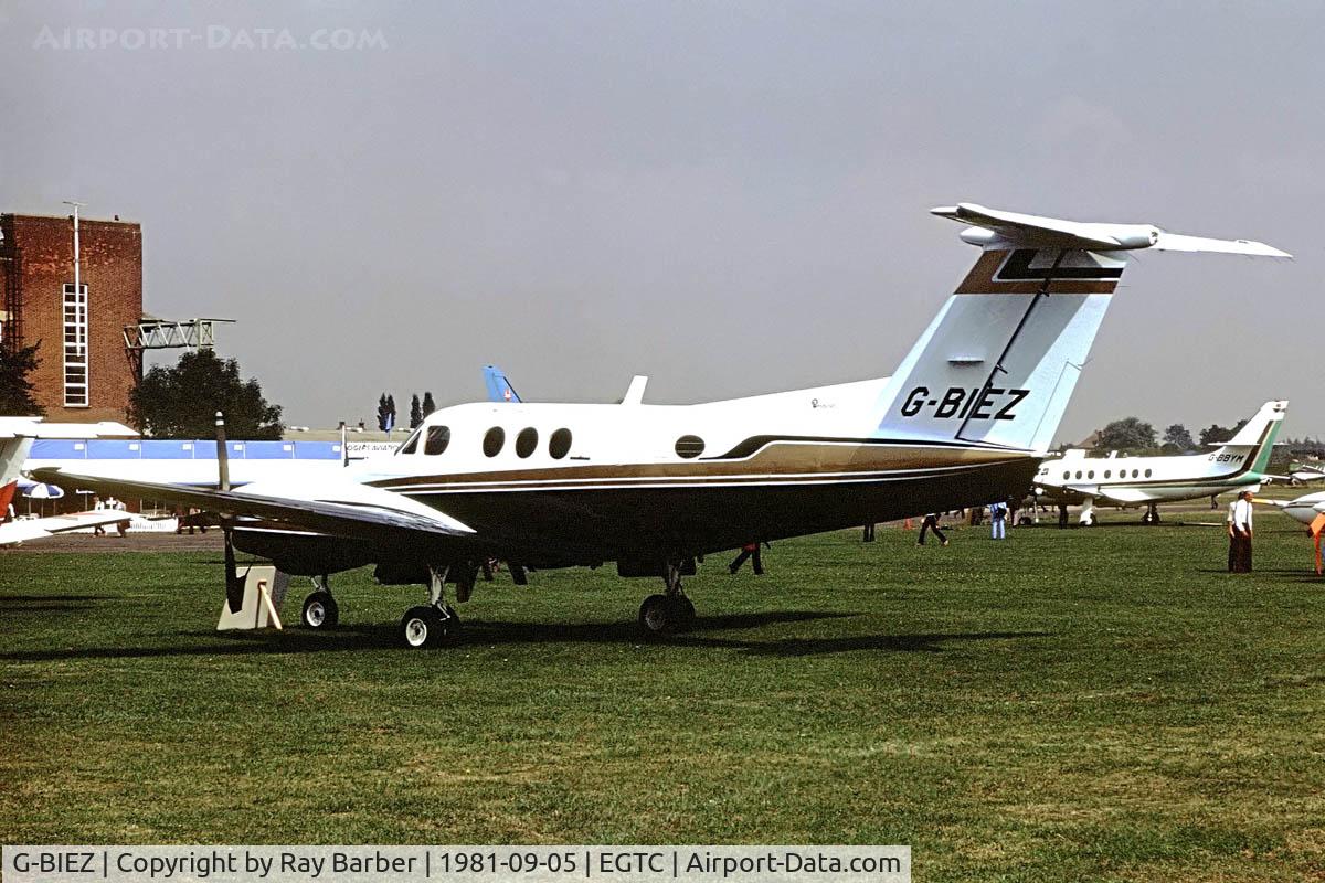 G-BIEZ, 1981 Beech F90 King Air C/N LA-111, Beech F90 King Air [LA-111] Cranfield~G 05/09/1981. From a slide.