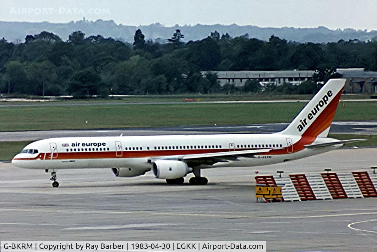 G-BKRM, 1983 Boeing 757-236 C/N 22176, Boeing 757-236 [22176] (Air Europe) Gatwick~G 30/04/1983. From a slide.