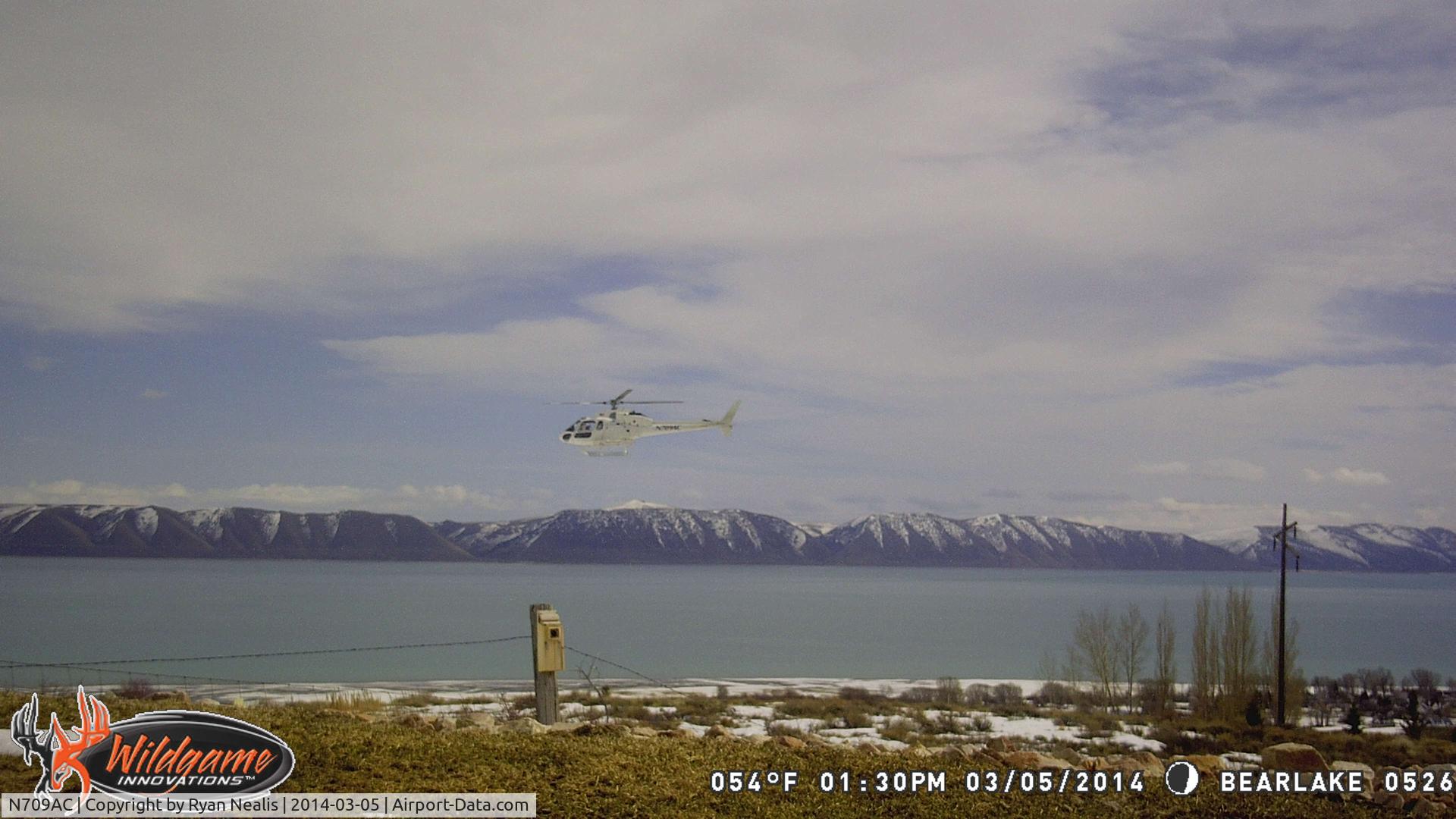 N709AC, 1982 Aerospatiale AS-355F-1 Ecureuil 2 C/N 5114, Trail cam caught this pic over Bear Lake In Fish Haven Idaho