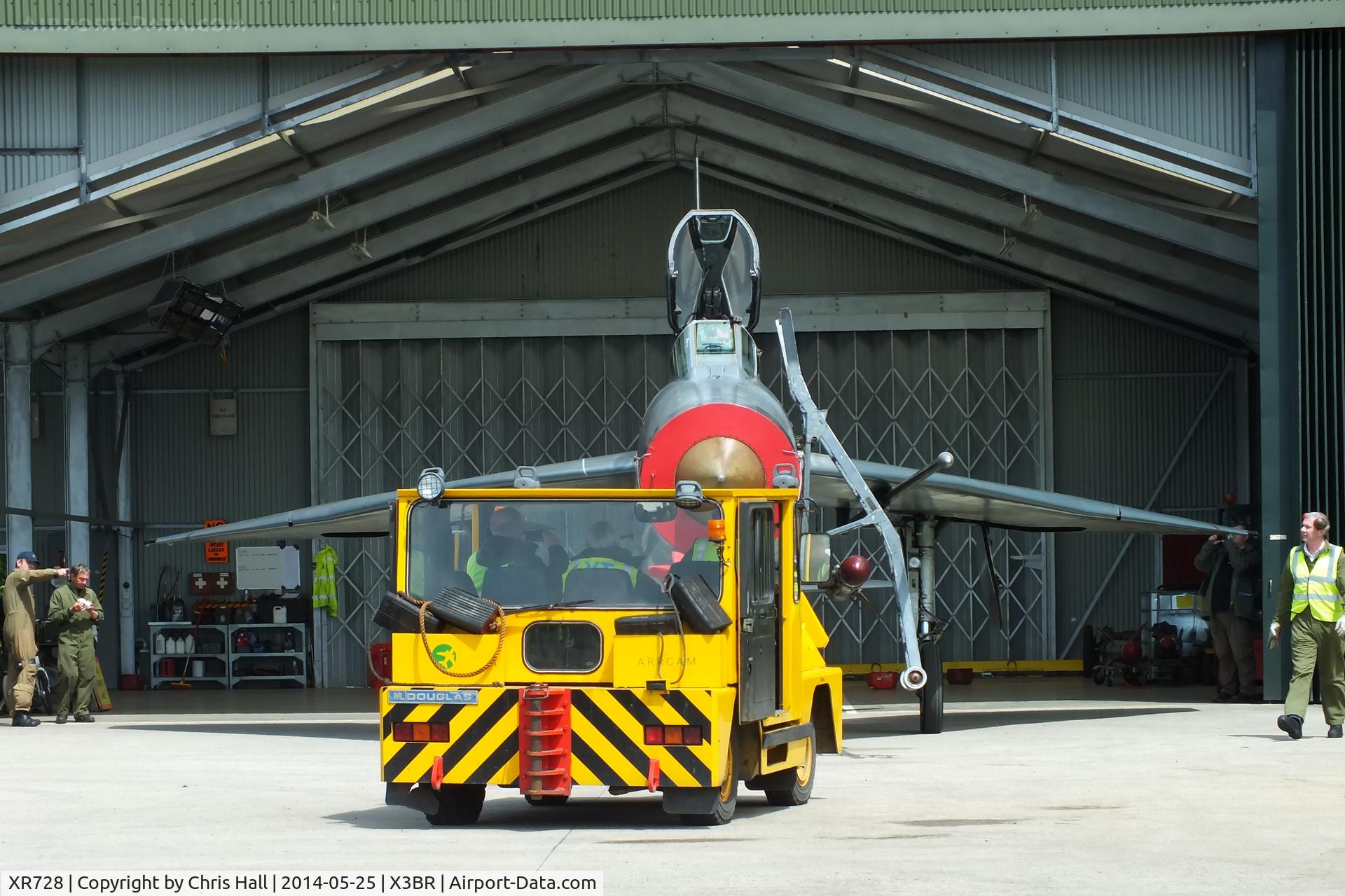XR728, 1965 English Electric Lightning F.6 C/N 95213, being towed out of the QRA shed prior to it taxy run
