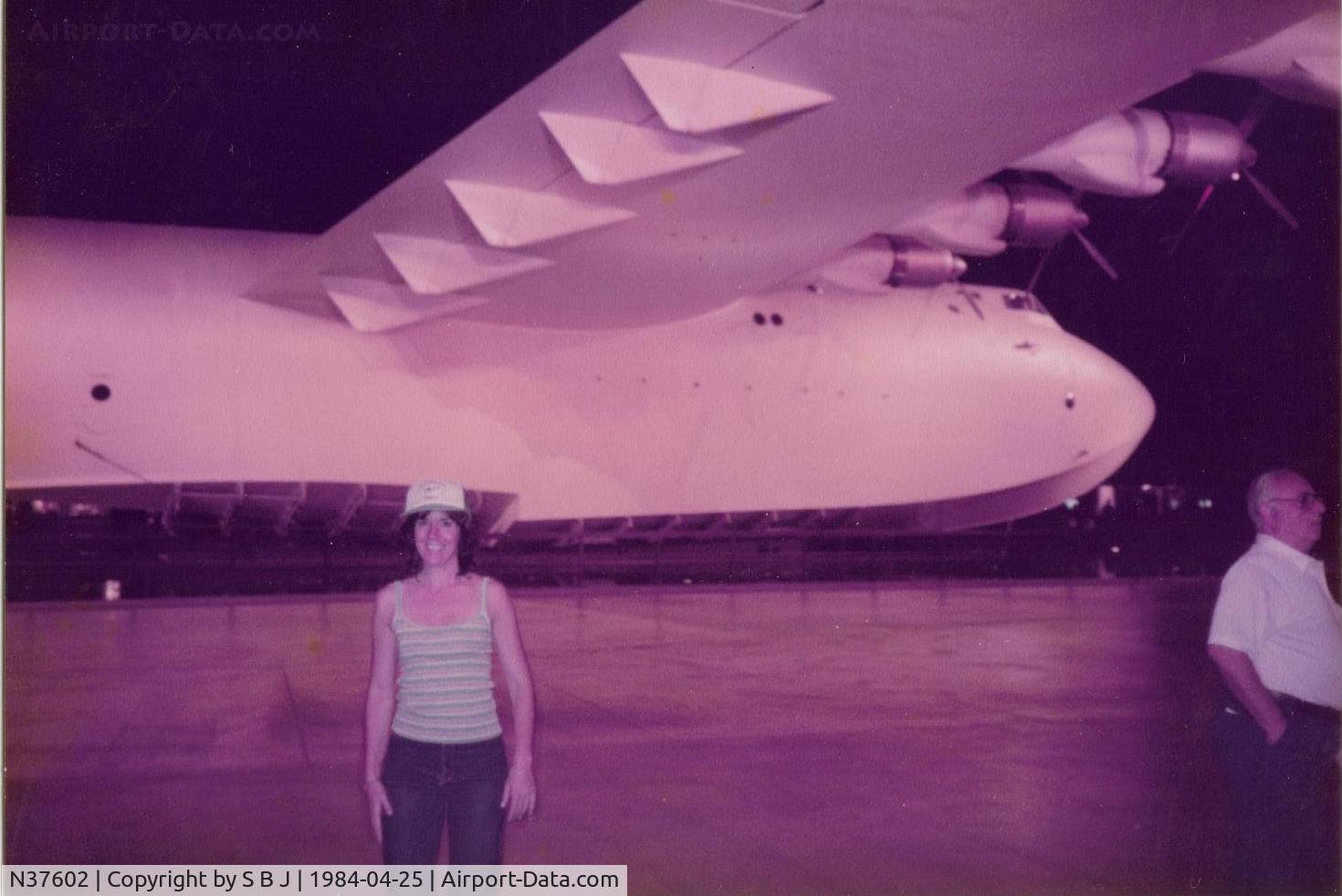 NX37602, 1947 Hughes H-4 Hercules (HK-1) C/N None, N37602 (and Melinda) as it looked on a 1984 visit to Long Beach,Calif where the Spruce Goose was open to the public. An amazing plane!! 