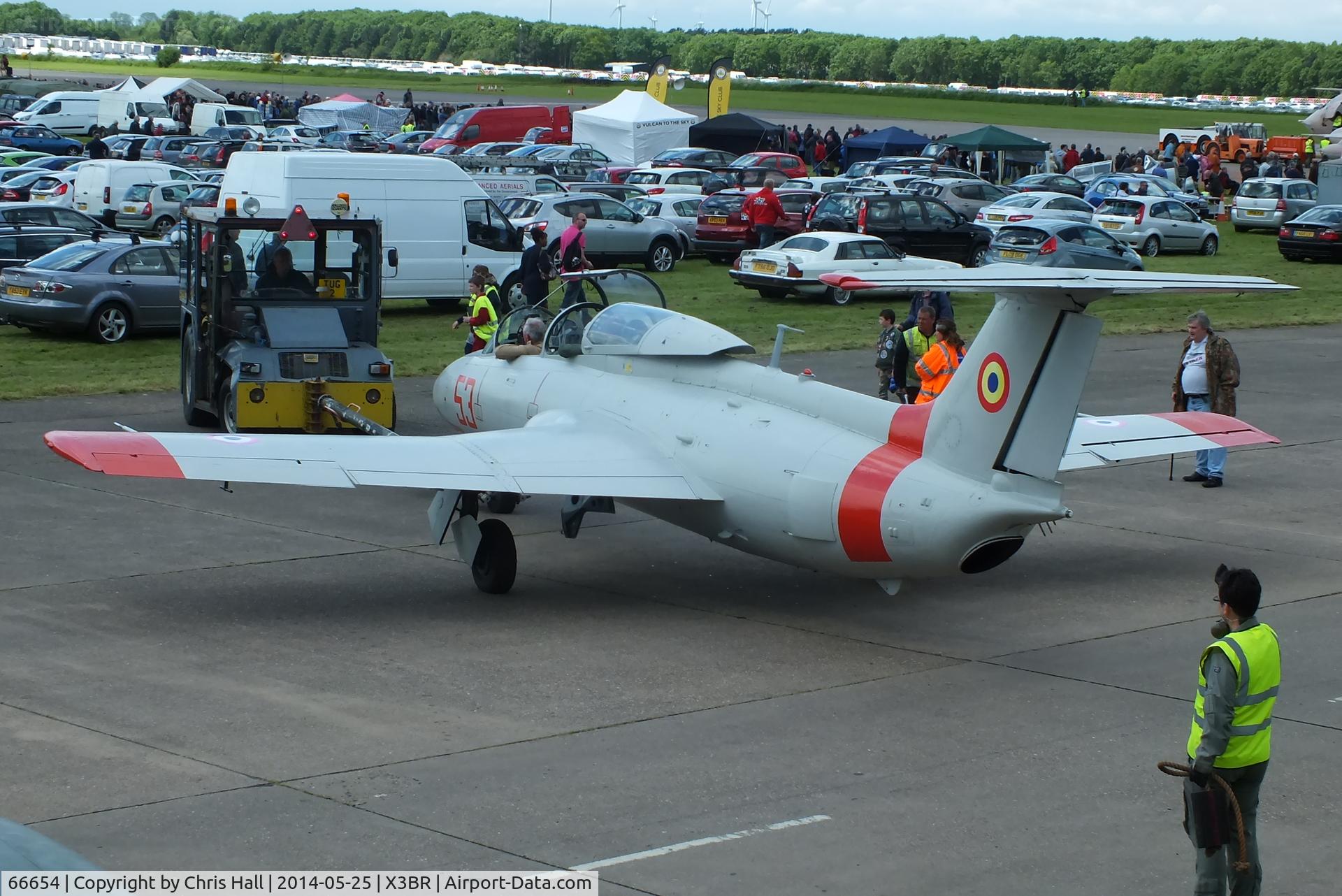 66654, Aero L-29 Delfin C/N 395189, being pushed back into the parking area after its fast taxy run