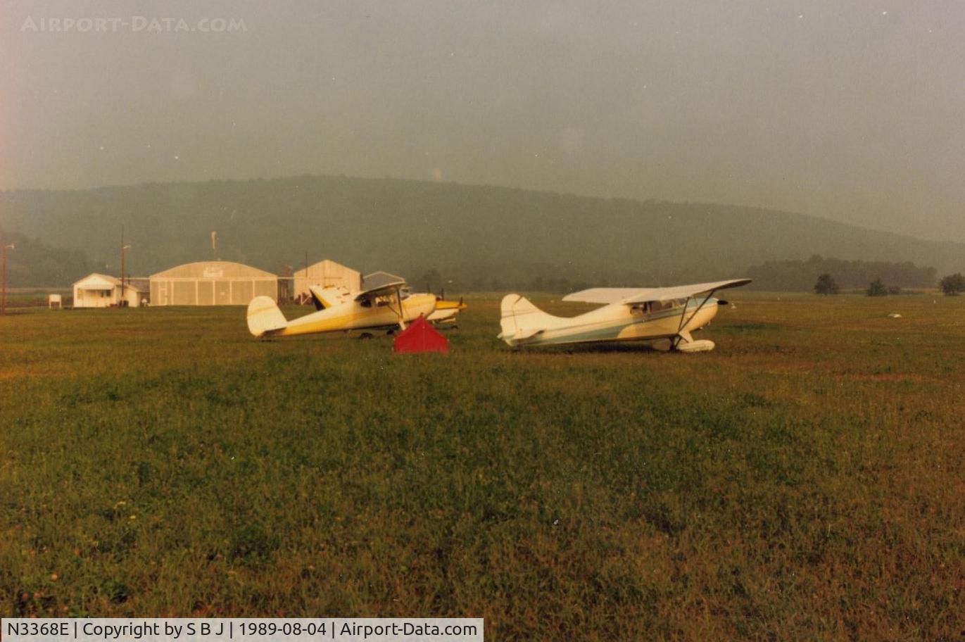 N3368E, 1947 Aeronca 11BC Chief C/N 11BC-1704, 68E & 364 at Blue Swan airport in Pennsylvania in 1989. This lovely airport is now closed.