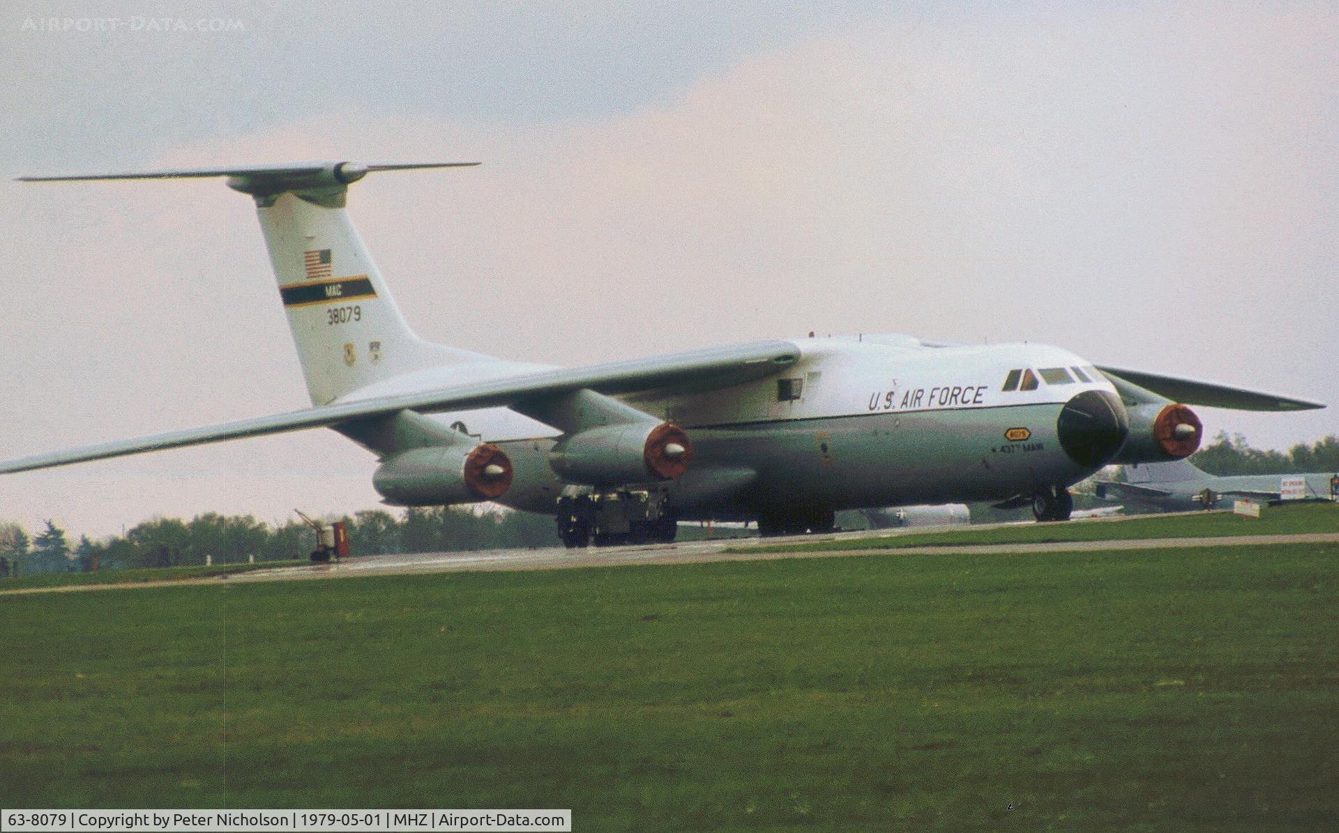 63-8079, 1963 Lockheed C-141A Starlifter C/N 300-6010, This C-141A Starlifter was seen at RAF Mildenhall in May 1979.