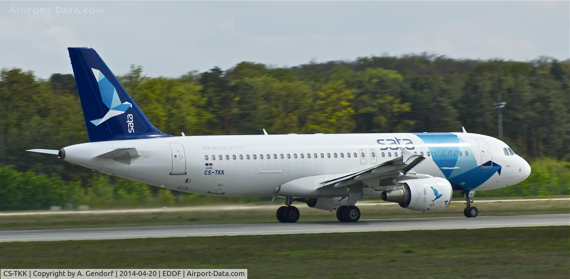 CS-TKK, 2005 Airbus A320-214 C/N 2390, SATA, is here departing on RWY 18 at Frankfurt Rhein/Main Int'l(EDDF)