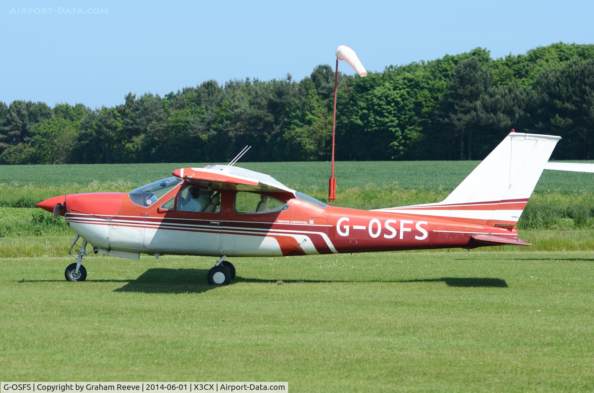 G-OSFS, 1973 Reims F177RG Cardinal RG C/N 177RG0082, About to depart from Northrepps.