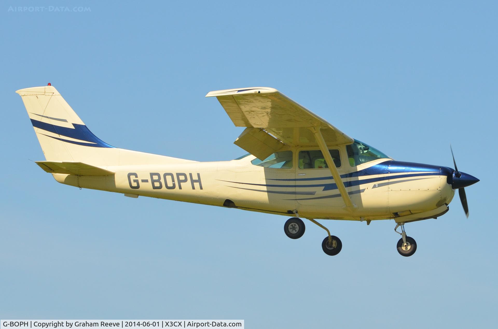 G-BOPH, 1979 Cessna TR182 Turbo Skylane RG C/N R182-01031, About to touch down.