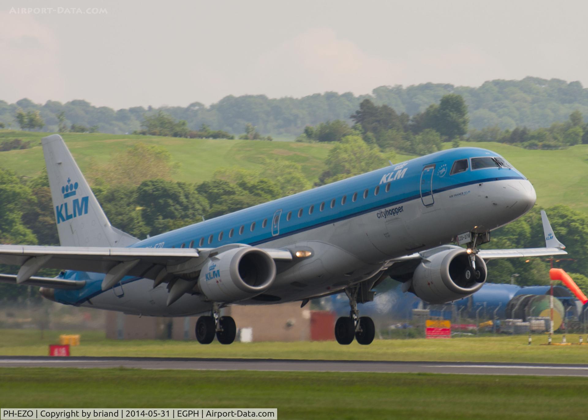 PH-EZO, 2010 Embraer 190LR (ERJ-190-100LR) C/N 19000345, KLM - landing runway 24 Edinburgh Airport
