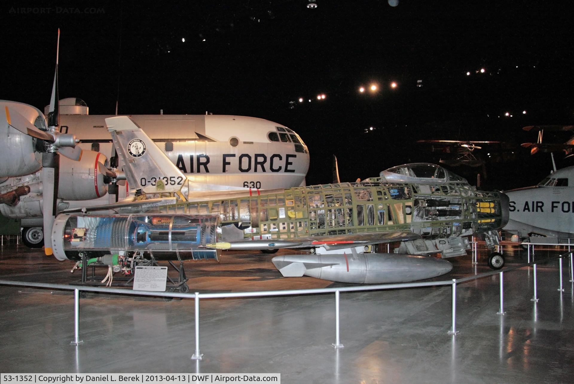 53-1352, 1953 North American F-86H-10-NH Sabre C/N 203-124, This aircraft is displayed with part of its skin replaced with clear plastic to show what's inside.