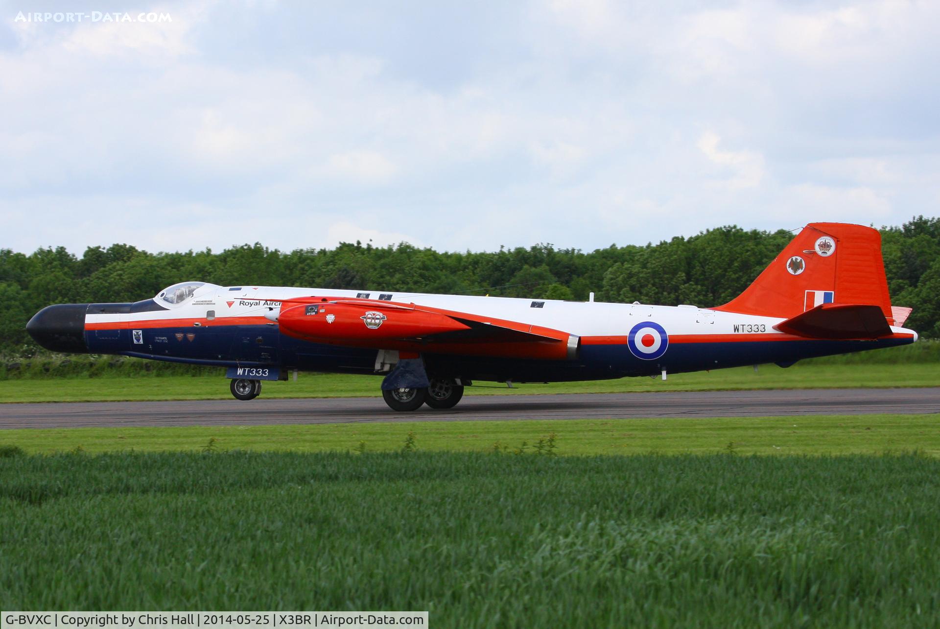 G-BVXC, 1956 English Electric Canberra B(I)8/B.6 Mod C/N EEP71470, getting the nose wheel off the ground during its fast taxy run