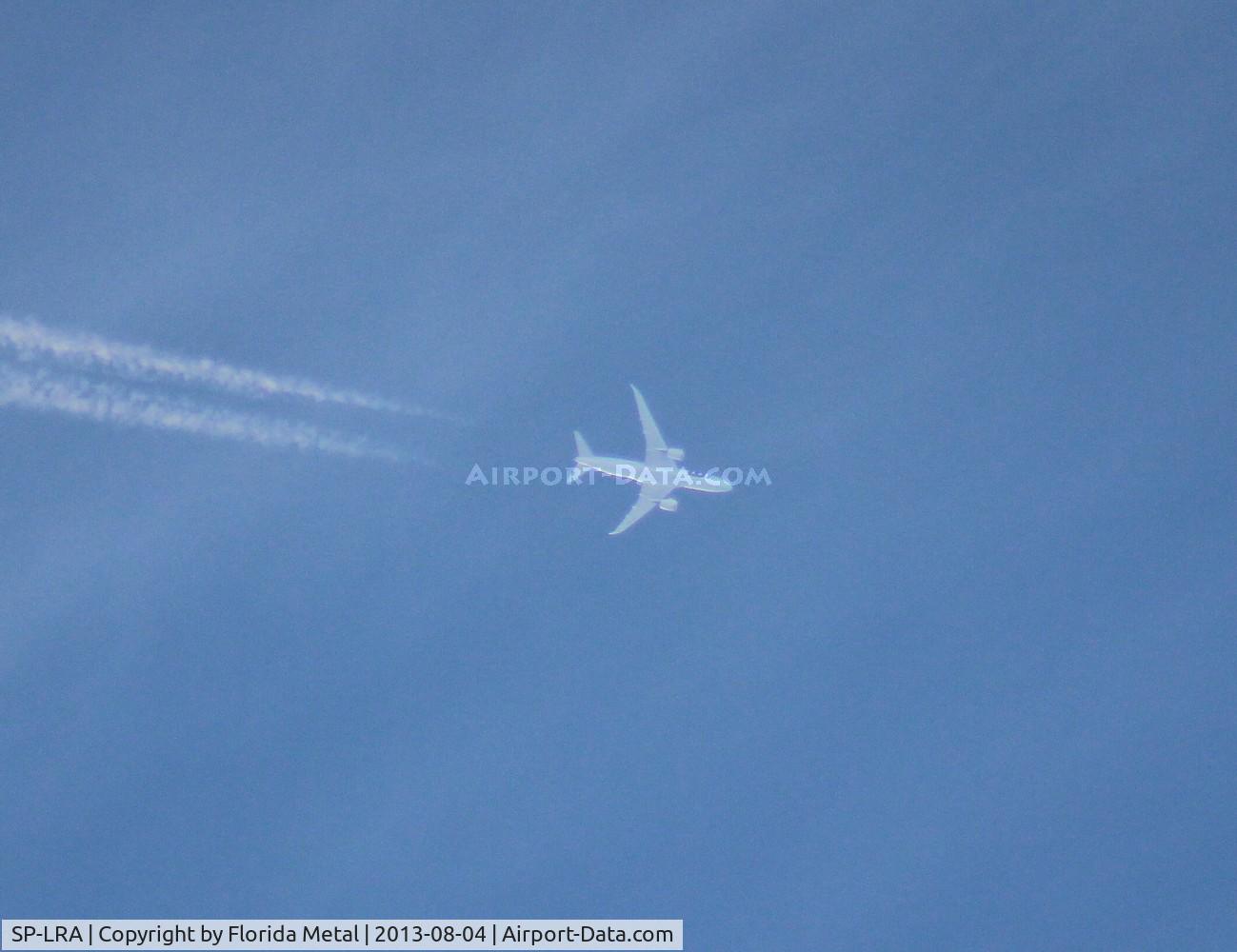 SP-LRA, 2012 Boeing 787-8 Dreamliner C/N 35938, LOT Dreamliner flying over Livonia Michigan at 32,000 ft from ORD to WAW