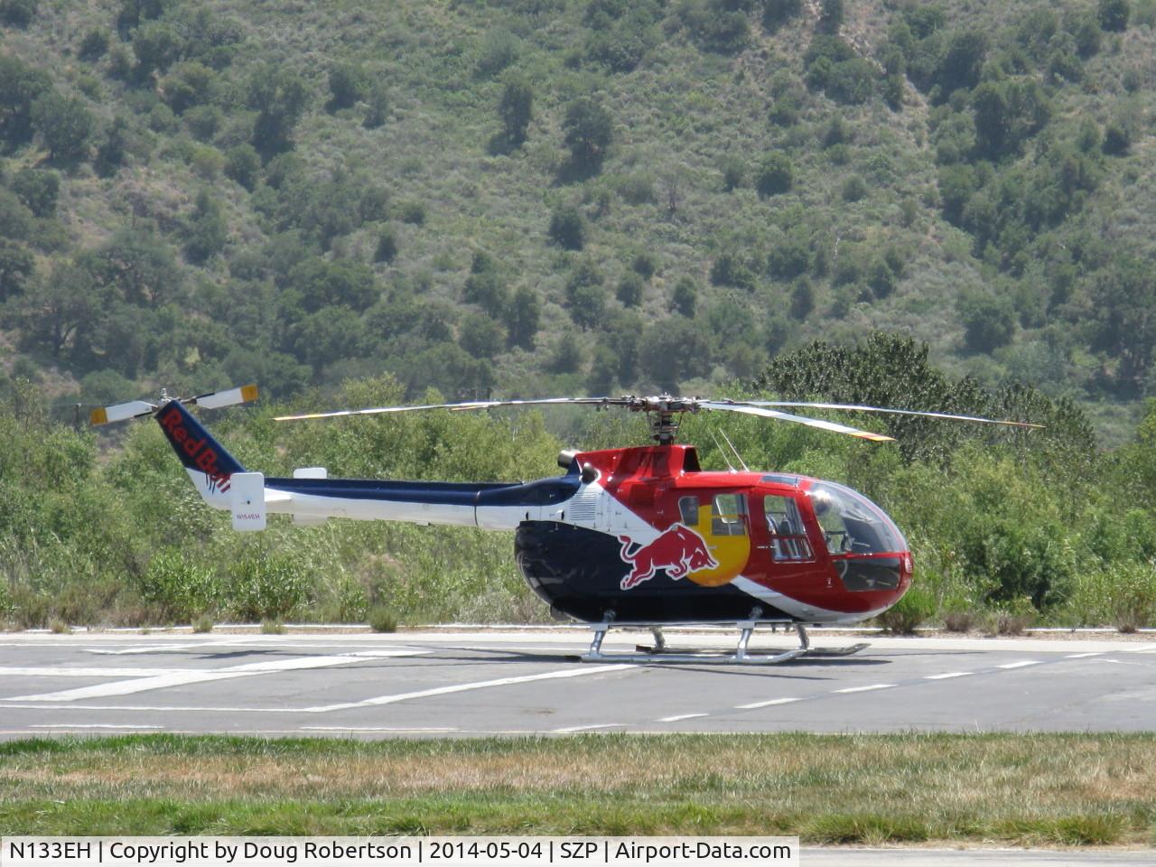 N133EH, 1982 MBB Bo-105CBS-4 C/N S-598, 1982 Messerschmitt-Bolkow-Blohm Gmbh BO105 CBS4 of RED BULL, 2 Rolls Royce Allison 250 C20 Turboshafts 420 shp ea. Only helo FAA approved for unlimited aerobatics (except outside loops), On SZP helipad