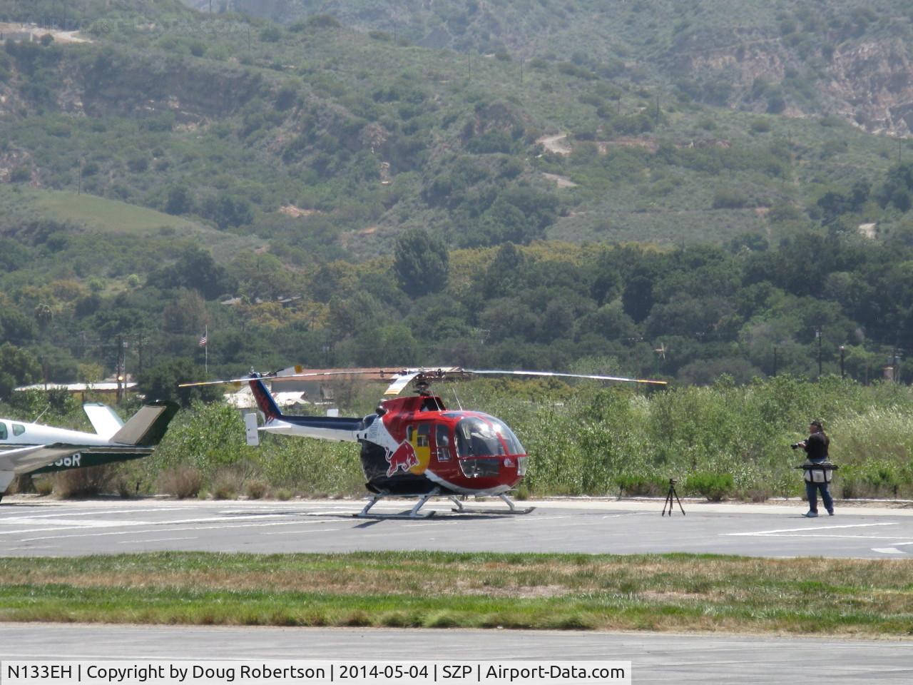 N133EH, 1982 MBB Bo-105CBS-4 C/N S-598, 1982 Messerschmitt-Bolkow-Blohm Gmbh BO105 CBS4 of RED BULL, 2 Rolls Royce Allison 250 C20 Turboshafts 420 shp ea. Modified, Only helo FAA approved for unlimited aerobatics (except outside loops), Experimental class, on SZP Helipad