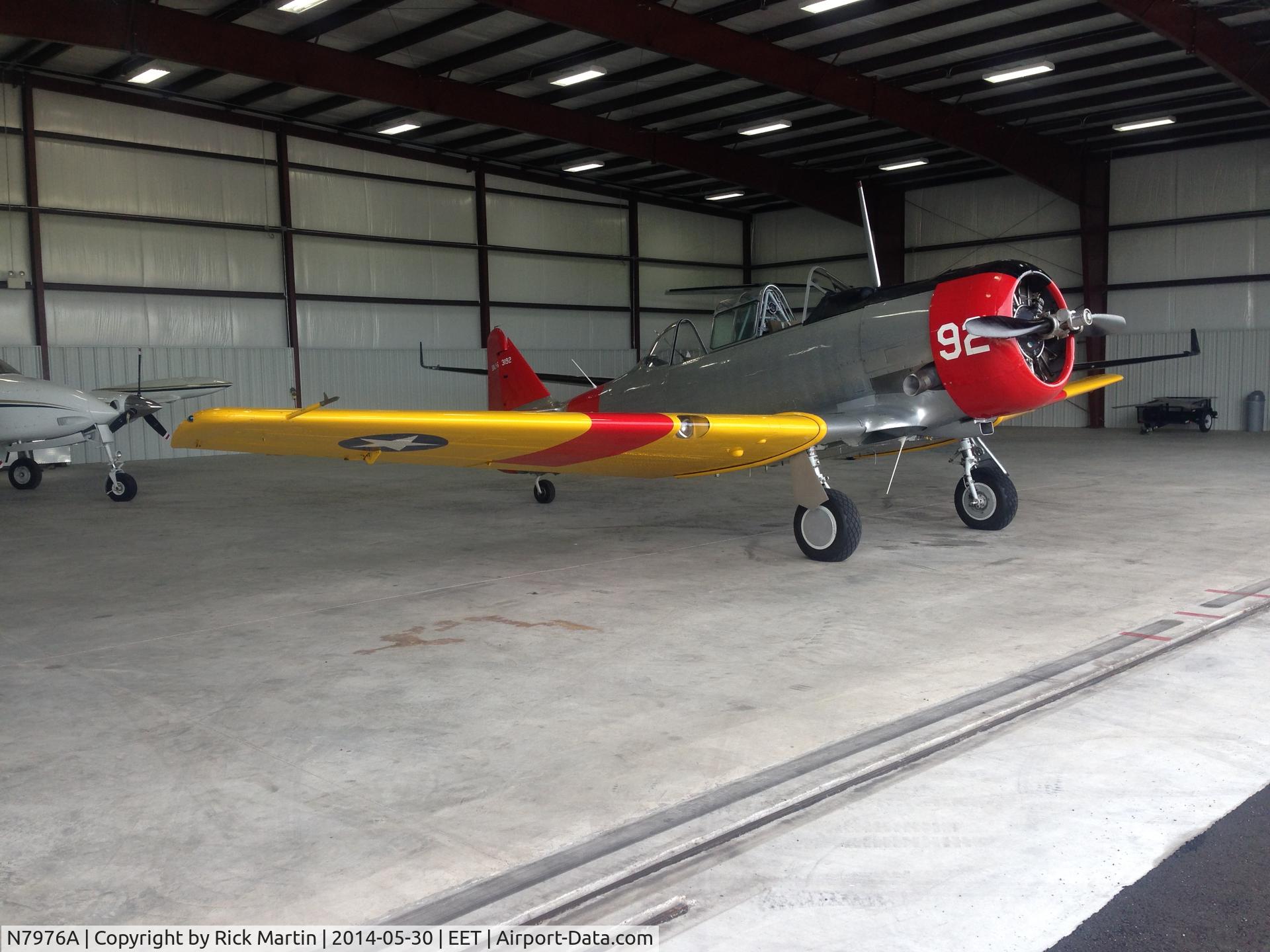 N7976A, 1959 North American AT-6F Texan C/N 121-43192, North American, AT-6F/SNJ-6 in transit at Shelby Alabama, May 3, 2014, going to new home in California.