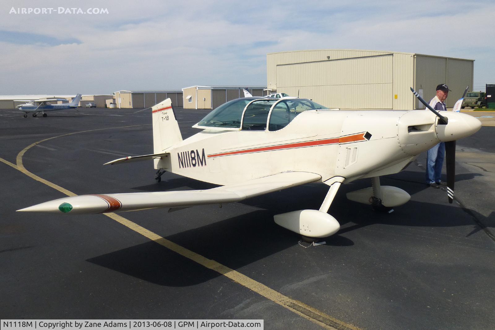 N1118M, 1970 Thorp T-18 Tiger C/N 390, On the ramp at Grand Prairie with the builder.