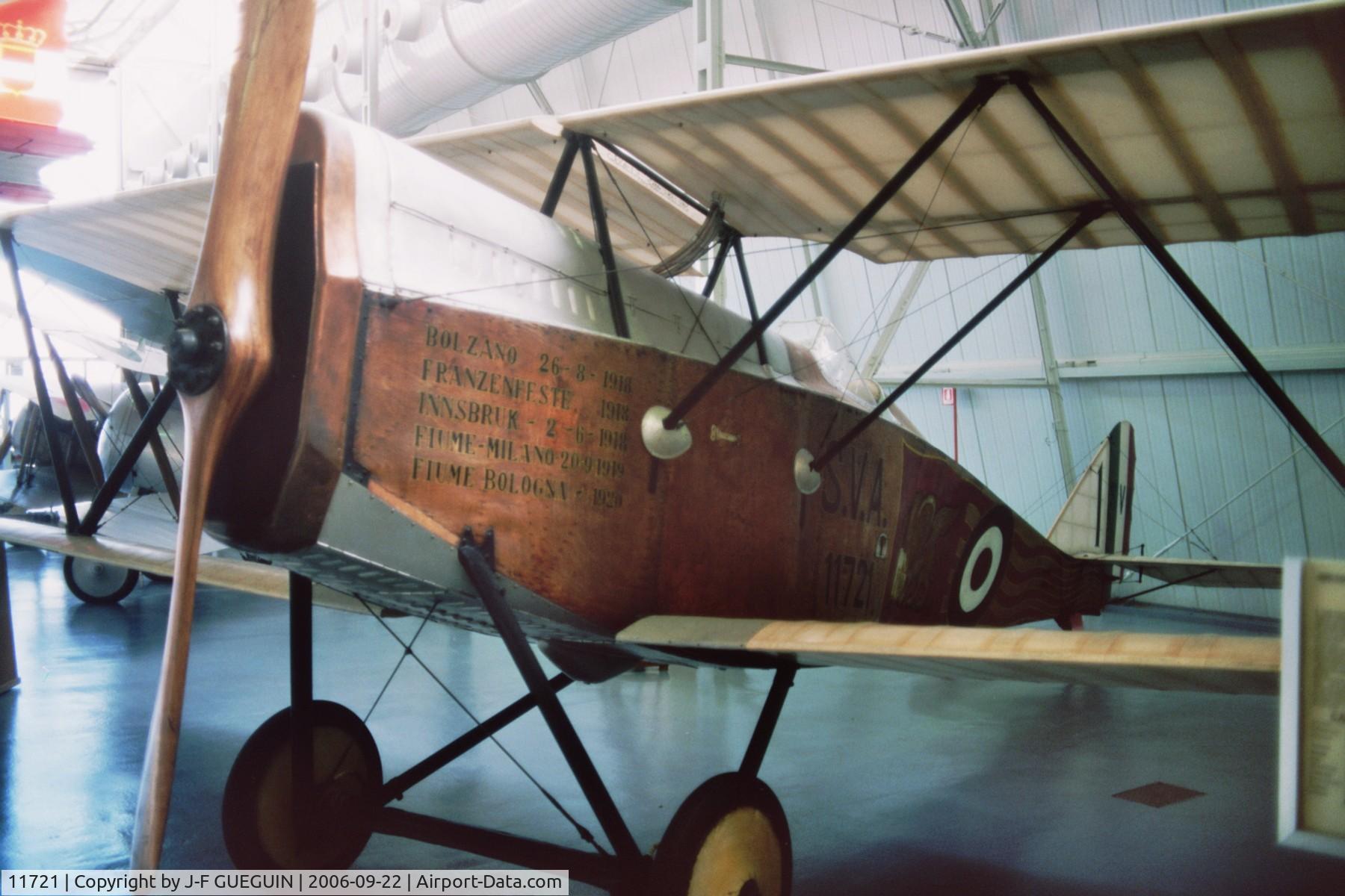 11721, Ansaldo S.V.A.5 C/N Not found 11721, Authentic c/s on this plane in the 87a squadriglia « Serenessima » commanded by Gabriele d’Annunzio, on display in Museo Storico dell'Aeronautica Militare at Vigna di Valle.