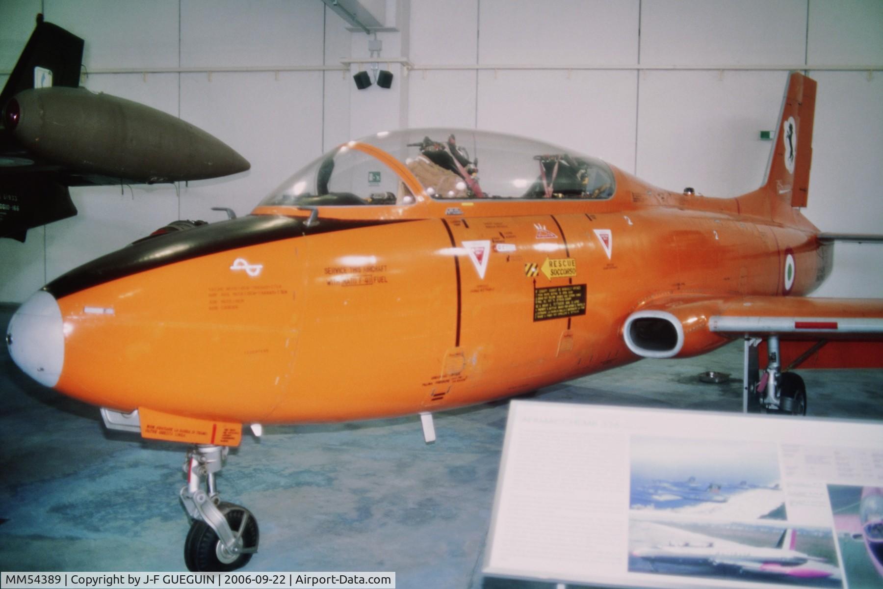 MM54389, Aermacchi MB-326E C/N 6502, MM54389 with her last operational c/s at 609a squadriglia collegamenti, 9° stormo « Francesco Baracca » (badge «cavallino rampante» on tail.