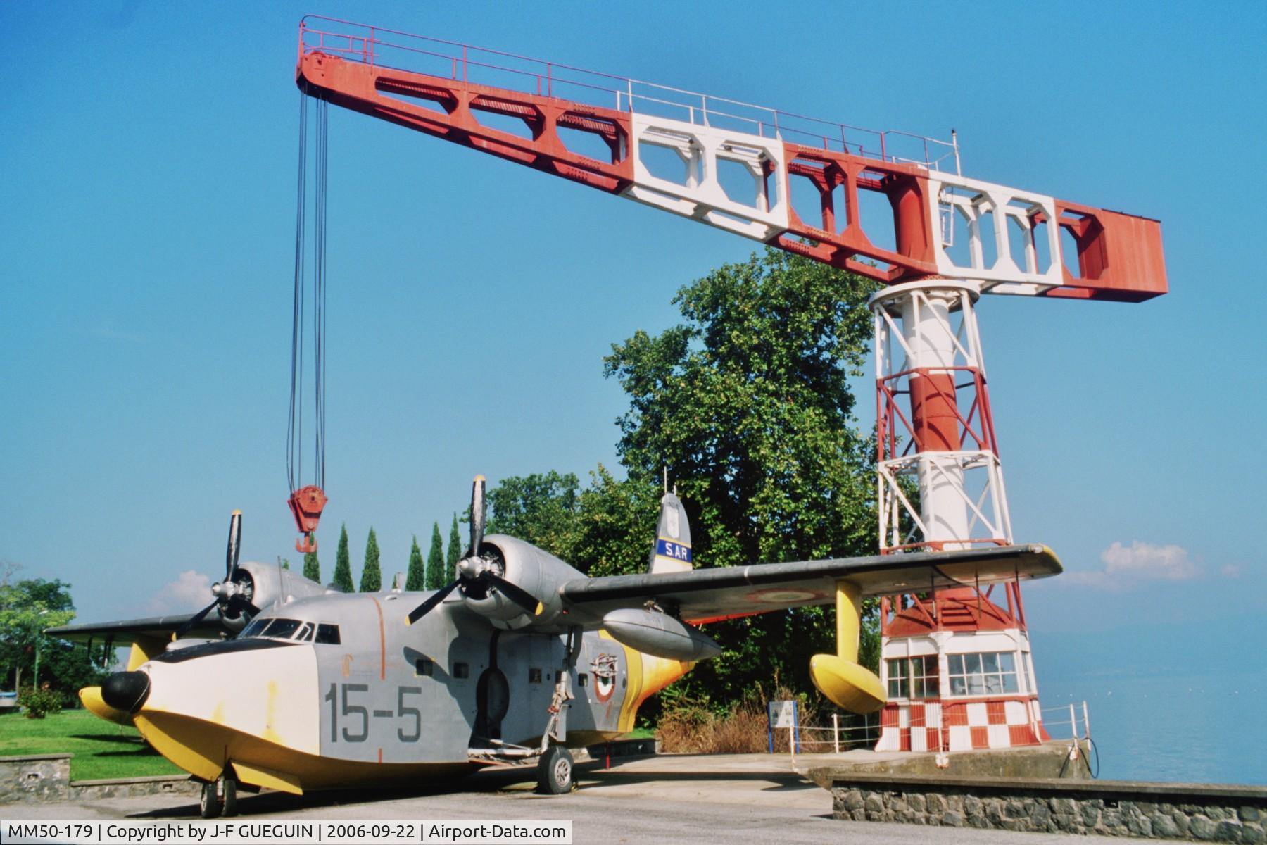 MM50-179, 1951 Grumman SA-16A Albatross C/N G-68, Grumman HU-16A Albatross, MM50-179, with c/s  of 84° gruppo, 15° stormo SAR located at Roma-Ciampino air base, on display under the Ansaldo-built crane at Vigna di Valle, on the bank of Bracciano lake.