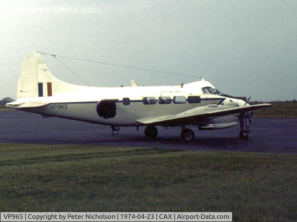 VP965, De Havilland DH-104 Devon C.2 C/N 04258, Devon C.2 of 207 Squadron on a visit to Carlisle in April 1974.