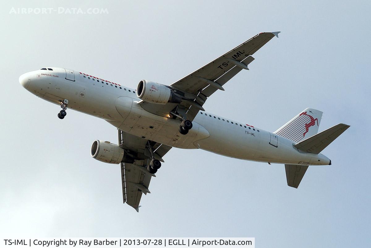 TS-IML, 1999 Airbus A320-211 C/N 0958, Airbus A320-211 [0958] (Tunisair) Home~G 28/07/2013. On approach 27R